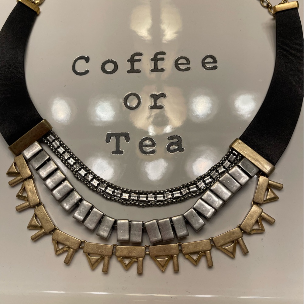 Stella & Dot Gold and Blue Geometric Necklace